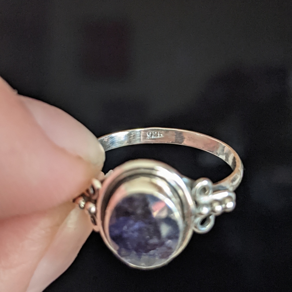 SOLD! Natural Blue Sapphire, 925 Silver ring, size 8 - Picture 7 of 10